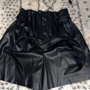 Zara Faux Leather Belted Shorts